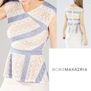 BCBG MAX AZRIA Heidy lace peplum top S